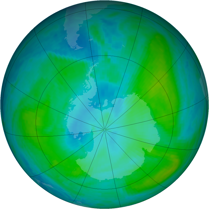 Antarctic ozone map for 06 February 1990